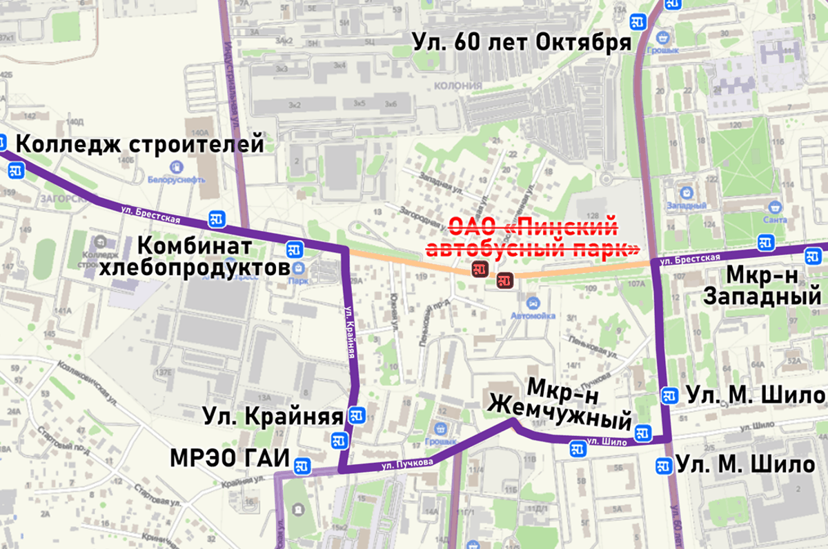 Городские и пригородные автобусы в Пинске будут объезжать закрытый участок  улицы Брестской — PINSKNEWS.BY